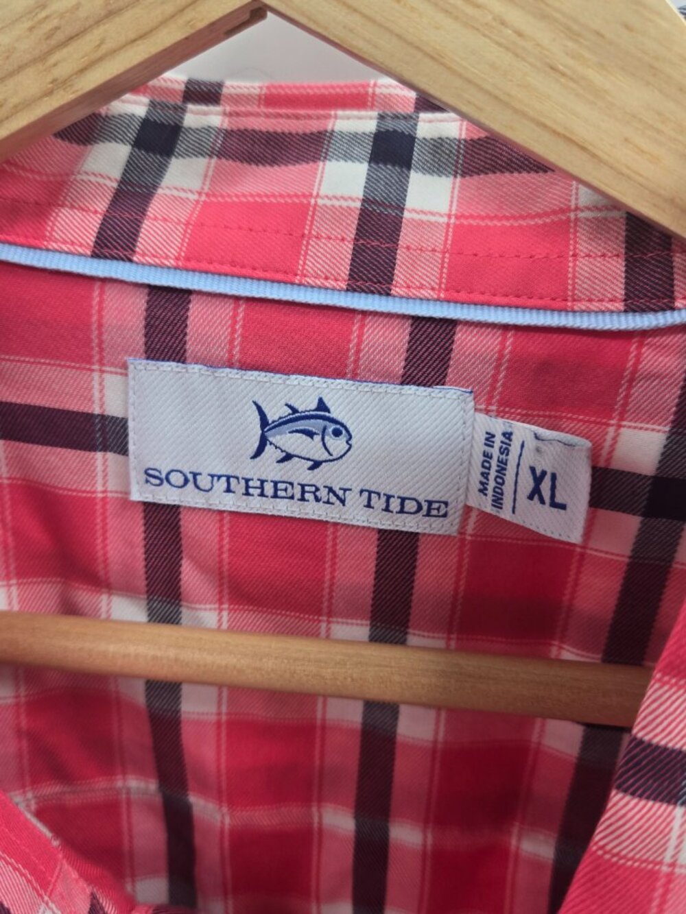 Southern Tide Piink Snapper Plaid Long Sleeved Size XL - Picture 3 of 12